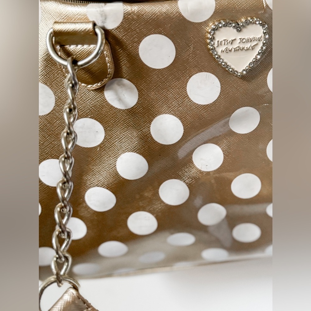 Betsey Johnson Gold And White Polka Dot Shoulder Bag - Picture 8 of 8